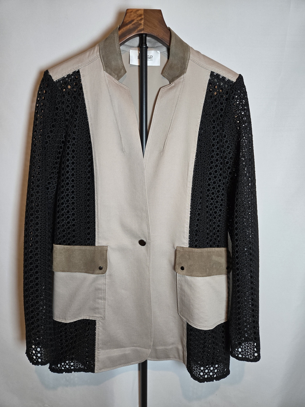 Per Se by Carlisle NWOT Mixed Media Eyelet Colorblock Blazer Jacket Size 8